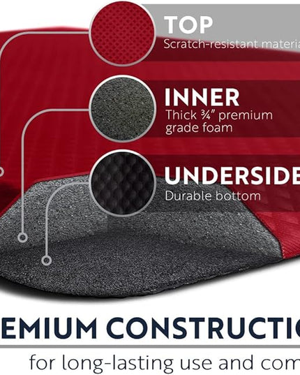 KANGAROO Thick Ergonomic Anti Fatigue Mats for Kitchen Floor, Cushioned Standing Office Desk Mat, Waterproof Scratch Resistant Topside, Supportive All Day Comfort Padded Foam Rugs, 17x24, Red