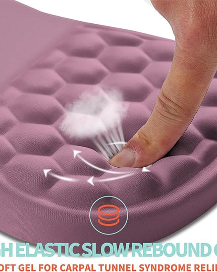 Ergonomic Mouse Pad Wrist Support with Memory Foam Massage Bulge, Carpal Tunnel Pain Relief Mousepad Wrist Rest for Mouse(12x8 inch, Dark Pink)