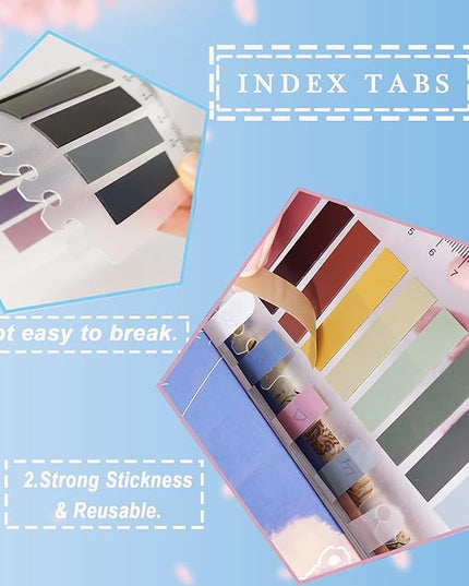 Potanro Sticky Tabs 1200 Pcs Sticky Book Tabs Colorful Annotation Tabs, Writable Transparent Sticky Notes Page Sticky Notes for School Supplies and Office Supplies (6 Sheets)