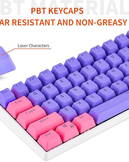 Guffercty kred PBT Keycaps 60 Percent with 6.25U Space Bar OEM Profile for Cherry MX Switch Mechanical Gaming Keyboard (Poney-C)