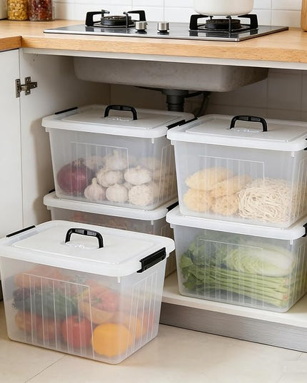 Zopnny 25 Quart Clear Storage Bin with Handle, Plastic Storage Latch Box with Lid, 4 Pack