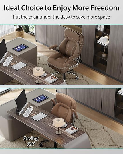 Big and Tall Office Chair, 600lbs Heavy Duty Desk Chair with 5D Arms, Adjustable Lumbar Support & Height, Tilt Function, Fabric High Back Ergonomic Executive Computer Chair with 3'' Casters