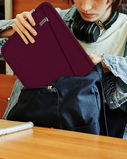 Laptop Sleeve 15.6 inch, Durable Computer Carrying Bag Protective Case Briefcase Handbag with Front Pocket, Slim Laptop Cover for 15.6 Inch HP, Dell, Lenovo, Asus, Notebook, Wine Red