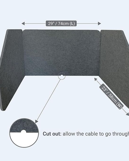29.1"x22.8"x1.2" Acoustic Desk Divider, Sound Absorbing, Freestanding Soundproof Privacy Panel, Reduce Noise, Increase concentration, Made from High Quality Polyester (African Grey)