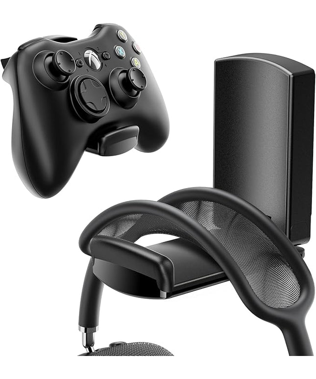 Sticky Headphone Stand Controller Holder - EURPMASK Upgraded Adhesive Gaming Headset Hook, Headphone Holder for Desk with Soft Rubber Pads, Universal PC Gaming Accessory Controller Headset Stand,Black