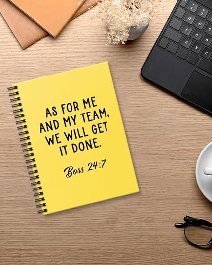 Msticey As For Me And My Team We Will Get It Done 160 Blank Pages Yellow Hardcover Spiral Notebook, Appreciation Gifts for Women Manager Supervisor Leader Coworker Colleague, Funny Boss Day Gifts