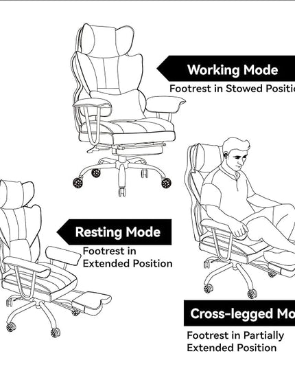 Efomao Big and Tall Office Chair 400LBS, Heavy Duty Executive Office Chair with Foot Rest, Home Office Desk Chairs, Pink Big Tall Computer Chair