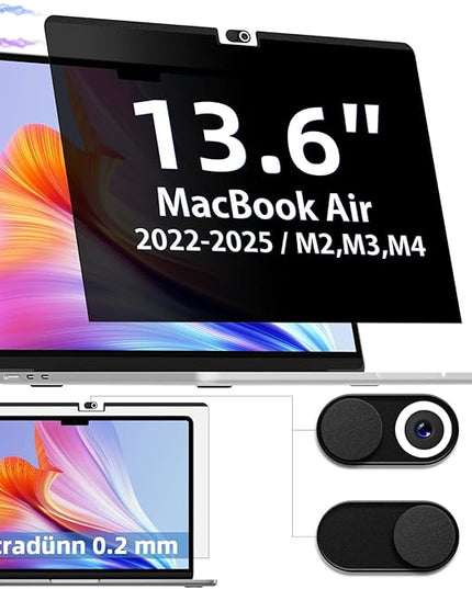 2-in-1 Office Magnetic Privacy Screen Protector with Camera Cover for MacBook Air 13.6/13” (2022-2025, M2/M3/M4), 13.6 inch Business Professional Removable Anti Glare Matte Blue Light Mac Filter Shield