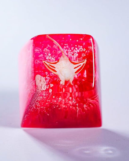 Manta Ray Artisan Keycap Vibrant Pink Ocean Coral R1 SA Profile Custom Sea Creatures Keycaps 1U ESC Handmade Gaming Resin Key Cap Cherry MX Switch Compatible Mechanical Keyboard Manta Ray Lover Gift