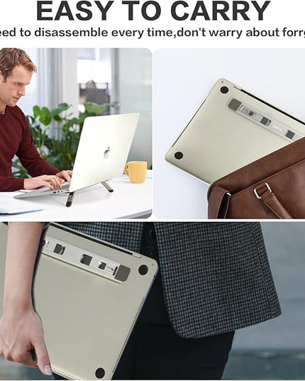 Zupro Laptop Feet,2024 New Model Laptop Stand,Self-Adhesive Foldable Adjustable Heights,Invisible Aluminum Lightweight Notebook Keyboard Riser,Compatible with 10 to17 inch Notebook Computer.(Silver)