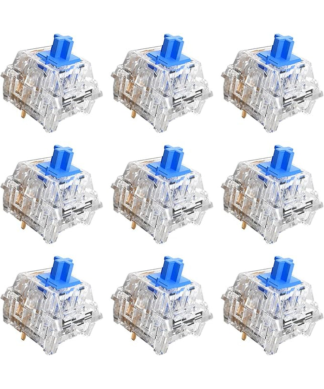 Zhouwang Crystal Blue Click Switch 70Pcs,Kailh Box Click Switch 2pcs,Dustproof and Waterproof,Suitable for Gaming Mechanical Keyboard (72Pcs)