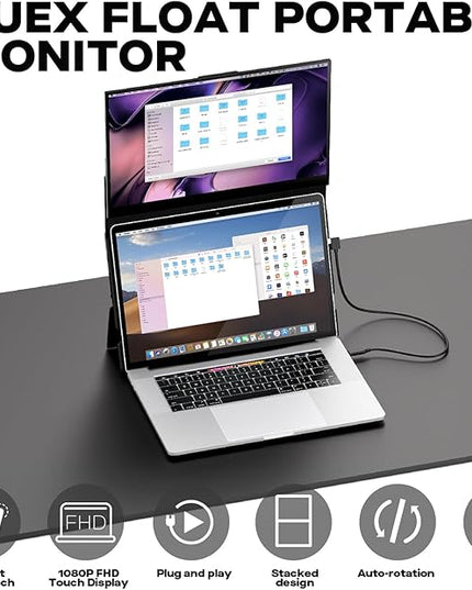 New Mobile Pixels Duex Float Portable Monitor, 15.6" Full HD IPS Dual Monitor for Laptops, USB C/HDMI Plug and Play Portable Screen,Windows/Mac/Android/Switch Compatible