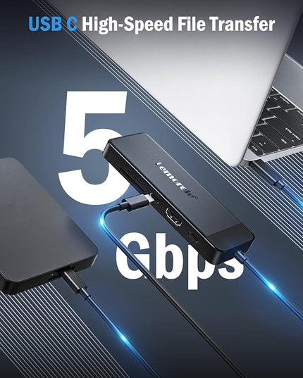 Lemorele 9-in-1 USB C Hub Multiport Adapter, USB C Dongle w/4K HDMI for MacBook Pro Air, 3 USB3.0 5Gbps and 1 USB2.0 Port, Type-C 3.0, 100W PD, SD/TF, Docking Station for Windows/iPad/Dell/HP/Lenovo