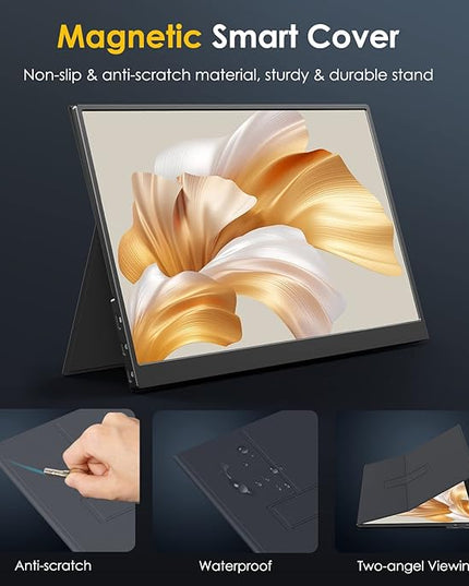 MNN 2.5K Portable Monitor 13.3" 2560x1600P UHD USB-C HDMI Laptop Monitor, 100% sRGB IPS Computer Gaming Display HDR Travel Monitor w/Speakers & Smart Cover for Laptop Xbox PS5 Switch PC Phone