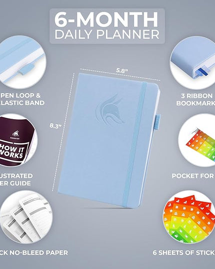 Clever Fox Daily Planner – Undated Planning Notebook with Hourly Schedule & To-Do List – Personal Day Task & Work Organizer, 6 Months (Periwinkle)