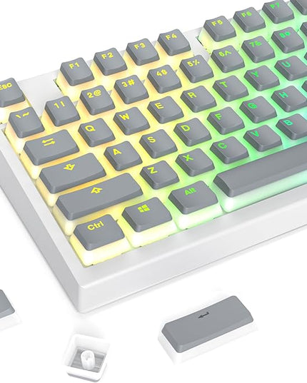 Guffercty kred 117-Key Grey Pudding Keycaps, OEM Profile PBT Anti-Wear Translucent Backlight fits Mechanical Keyboard(Grey Pudding)