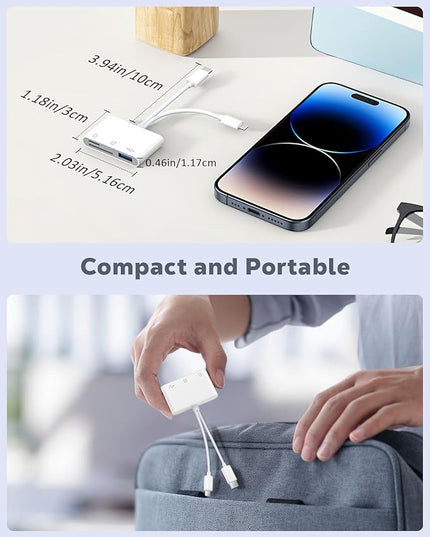 MoKo SD Card Reader for iPhone/iPad, USB C Memory Card Reader with SD/TF Card Slots USB OTG Camera Adapter, USBC Dual-Connector to Micro SD/SD/USB3.0 Card Reader for iPhone/iPad/MacBook/Samsung/Google
