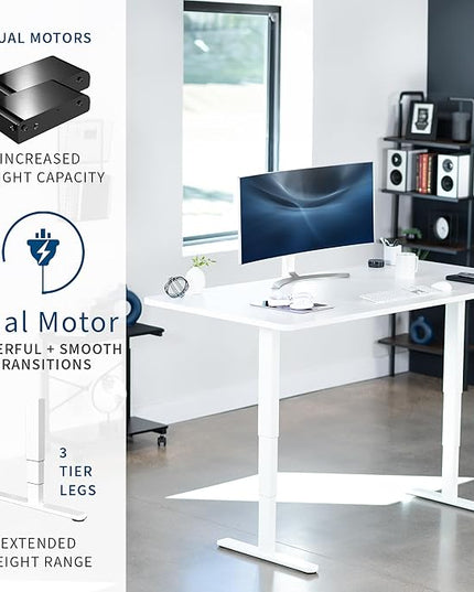 VIVO Electric 71 x 36 in Dual Motor Sit Stand Desk, Memory Height Adjustment, 2B Series, White Top White Frame, DESK-KIT-2W7W-36