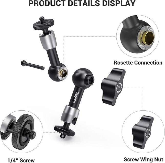 SmallRig 5.5 Inches Adjustable Friction Articulating Magic Arm, with Both 1/4" Screw for LCD Monitor/LED Lights