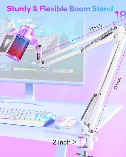MAONO USB Gaming Microphone with Noise Cancellation, RGB Condenser Microphone for Streaming, Podcasts, Twitch, YouTube, Discord, PC, Computer, Mac, PS4, PS5, DGM20S Purple