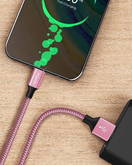 etguuds USB A to USB C Cable 6ft, 2-Pack, 3A Fast Charging Type C Charger Cord for iPhone 17 16 15 Pro Max 16e 17 Air, Samsung Galaxy S25 S24 S23 S22 S21 S20 A17 A16 A56 A55 Flip Fold, Pink