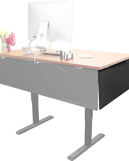 MOUNT-IT! Under Desk Privacy Panel for Sit Stand Workstations [41 Inches Wide], with Cable Management and Organizer Pockets, Modesty Desk Skirt for Home and Office (Black)
