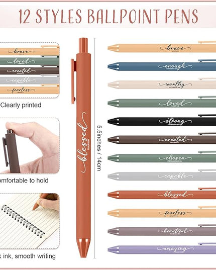 Kosiz Inspirational Valentines Christian Gifts Bulk A6 Notebook Prayer Journal with Pens Spiral Journal Religious Gift for Women Men Church Bible Study Group Teacher Coworker(36 Sets,Fresh Color)