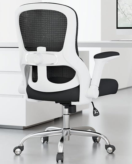 Ergonomic Office Chair - Computer Desk Chairs Comfy, Mesh High-Back Gaming Chair with Adjustable Lumbar Support, Executive Task Chair for Adults, Comfortable for Long Hours (White Black)