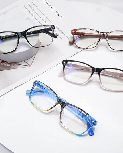 CLASAGA Progressive Multifocus Reading Glasses for Women, Pattern Print Blue Light Block Stylish Ladies Computer Readers
