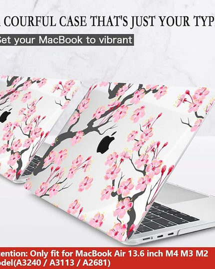 CISSOOK Compatible with MacBook Air 13.6 Inch Case A2681 A3113 A3240 2022-2025 Release, Hard Shell Case with Keyboard Cover for MacBook Air 13.6 M2 M3 M4 - Cherry Blossoms