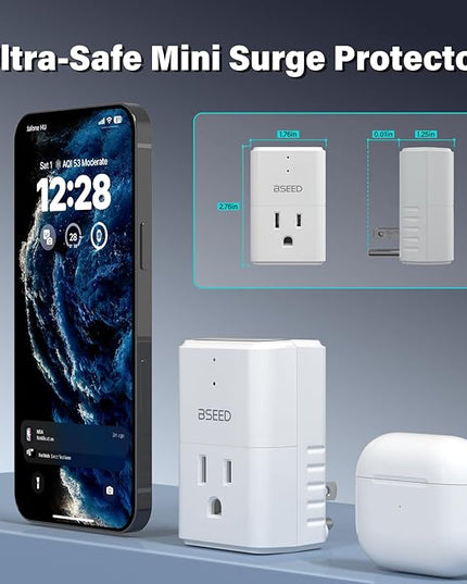 [ETL Listed] BSEED 1875W Single Outlet Surge Protector, Mini Surge Protector for Refrigerators, PC, TV, Xbox Series X, PS5 and Home Appliances, Voltage Protector with LED Indicators,15A, 1 Pack