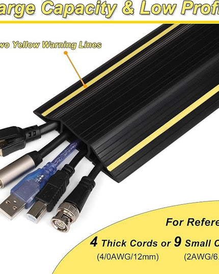 ZhiYo 4ft Cord Covers for Wires on Floor, Large Capacity Cord Hider Floor Wire Covers for Cords, Cable Protector Cable Management Prevent Cable Trips, for Home Office