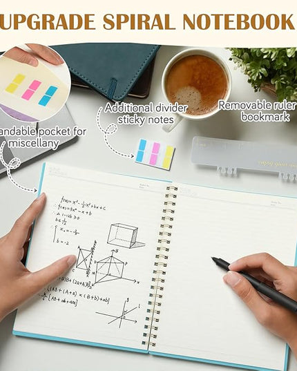 3 Pcs Spiral Notebook Journal 8.5” x 11” A4 Large Notebooks College Ruled Lined Journal Plastic Hardcover 100 GSM Ruled Paper 120 Pages for Women Men Office Note-Taking Business
