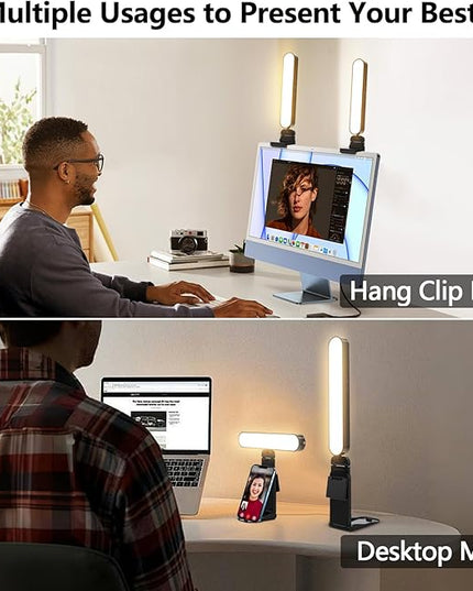 yAyusi Dual-lamp Video Conference Lighting, LED Streaming Light with Remote and Touch Control, Zoom Lighting for Computer,Webcam Laptop Monitor Ring Light for Video Calls/Zoom Meetings/Video Recording