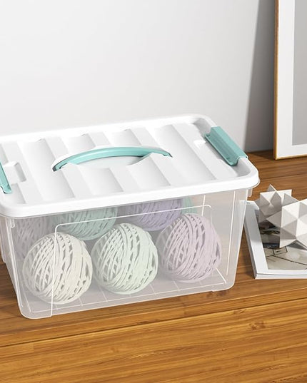 Xyskin 14 Quart Clear Storage Bins with Lid and Green Handle, Storage Latch Box/Bin Organizing Container