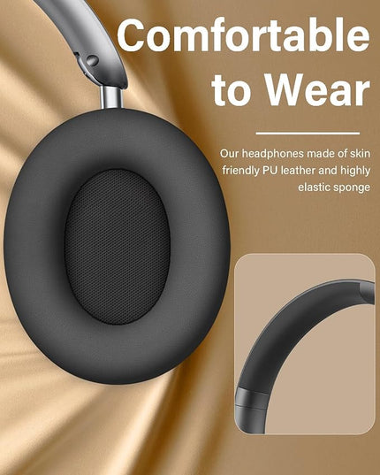 Wentronic Y05 Bluetooth Headphones Wireless Over Ear Noise Cancelling with Microphone 48 Hours Playtime, High Sound Quality Foldable Soft Earpads Headphones for Travel-Space Grey
