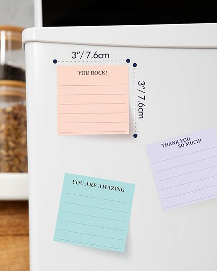 18 PCS Inspirational Sticky Notes with Lines, Adhesive Note Pads Motivational Fun Notepads, Employee Appreciation Gifts Bulk for Teacher, Nurse, Coworkers, Office, Work & Study Supplies (3” x 3“)
