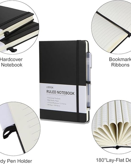 20 Pack Journals for Writing College Ruled Notebooks Journal in Bulk, Hardcover Notebooks (200Pages) for Note Talking, Lined Bullet Journals for Home School Office, 5.7"x8.4", Black