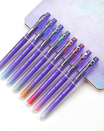 WRITECH Liquid Ink Rollerball Pens: 8ct Assorted Colors Extra Fine Point Tip 0.5mm Roller Ball Rolling Pen for Smooth Writing Coloring Drawing Journaling No Bleed & Smear &Smudge Multi Colored.