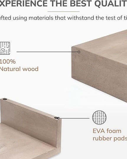 Anji Mountain Wooden Monitor Stand - Elegant Monitor Riser, Perfect Monitor Stand for Desk Organization, Durable Wood Construction monitor stands, Enhances Ergonomics and Workspace Efficiency,Biscotti