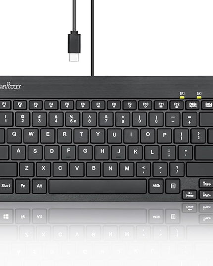 Perixx PERIBOARD-426C Wired Mini Low Profile Keyboard - 10.87x5.43x0.55 inches Dimension - 4.9ft USB C Cable - US English
