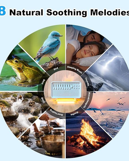 White Noise Night Light Humidifier, 3-in-1 White Noise Sound Machine Humidifier with 8 Ambient Sounds, Diffuser Sound Box Powered by USB, Sleep Sound Machine for Home Office, Timer