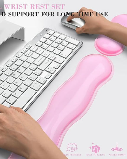 Gel Wrist Rest for Keyboard and Mouse, Wrist Rest for Keyboard, Mouse Wrist Support, Pain Relief, Cool Touch, Non-Skid, Keyboard and Mouse Wrist pad Set