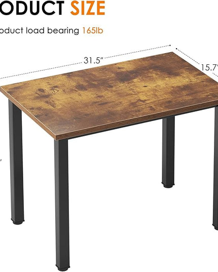 Need Small Computer Desk 31.5 inches Sturdy Writing Desk for Small Spaces, Teens Study Table Laptop Desk, Rustic Brown AC3-8040-FB