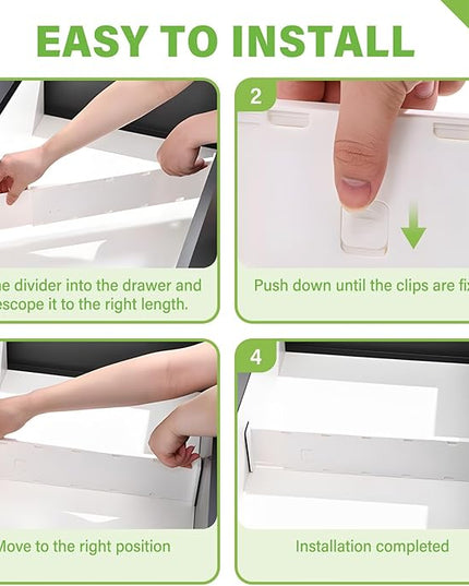 5 Pack Drawer Dividers 3.7" High Slim Organizers Expandable 14.8-25.6" Adjustable Separators for Shallow Drawers Kitchen Utensils Baby Clothes Underwear Storage-White