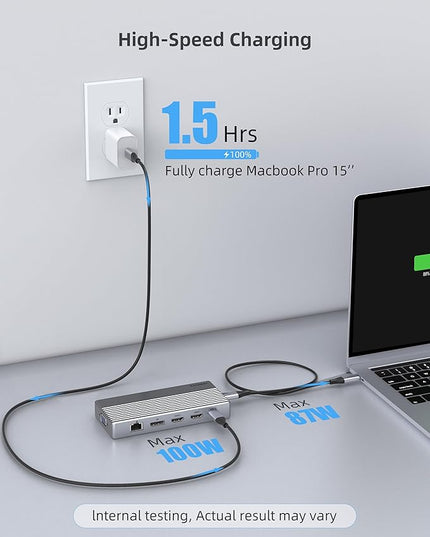Laptop USB c Docking Station 4 Monitors,lsikmc 13-in-1 usbc Hub with Dual HDMI 4k,DP 4k, VGA, 100W PD, Gigabit Ethernet,3*USB 3.0/USB-c,SD/TF Card Reader,3.5Audio, Computer Dock for Dell/HP/Lenovo