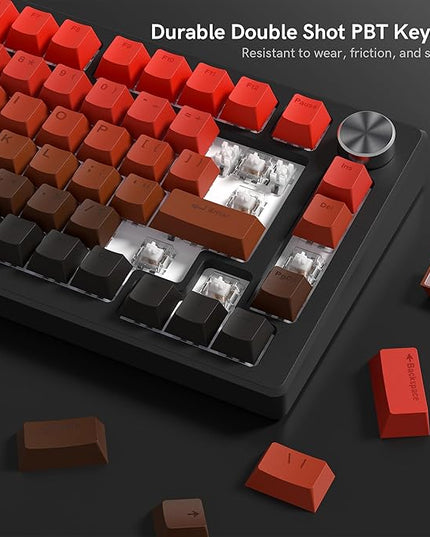 PBT Key caps, Double Shot Shine Through Custom Keycaps, Gradient Keycaps Cherry Profile, Minimalist Style Keyboard Keycap for Mechanical Keyboard (red)