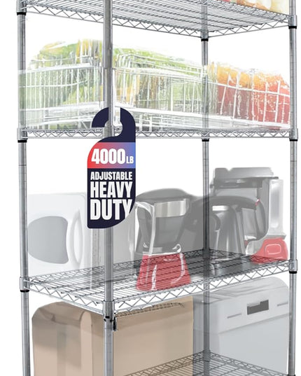 4000 LBS Heavy Duty Metal Shelving Unit – 36x18x76 NSF 5-Tier Wire Rack with Wheels, Adjustable Garage Storage Shelves, Chrome Wire Shelving for Kitchen, Warehouse, Bakers Rack – Crescent