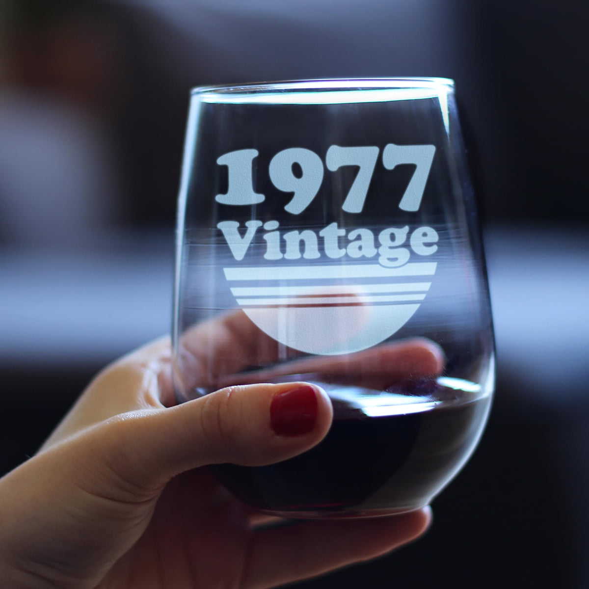 Vintage 1977 Stemless Wine Glass for 49th Birthday - 17 oz - Set of 4