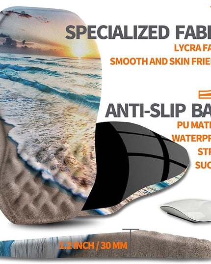 Ergonomic Slope Mouse Pad Wrist Support, Wrist Rest Mousepad for Carpal Tunnel Pain Relief with Massage Bulge and Slow Rebound Memory Foam (12x8 inch, Sunrise Beach)